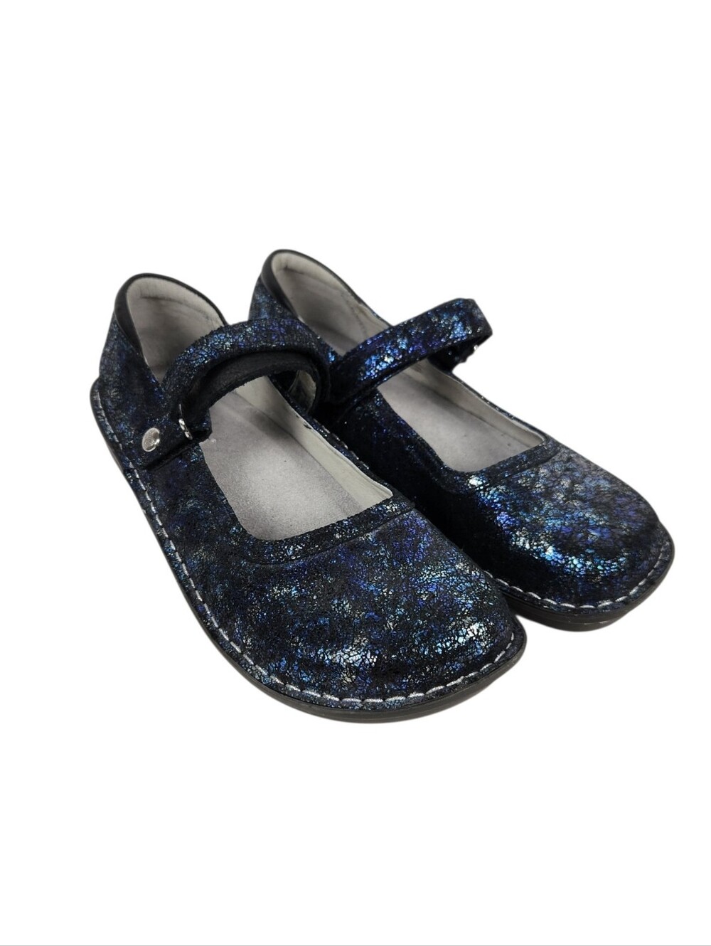 Alegria By PG Lite Belle Blue Iridescent Mary Jane Loafer Women Size 40 Size 9.5